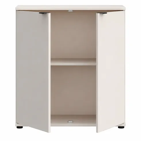 Mobile per Soggiorno Multiuso 2 Ante Beige Credenza Salvaspazio