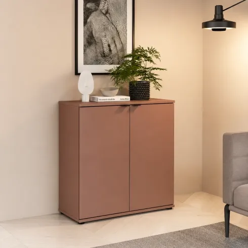 Credenza Multiuso 2 Ante Terracotta Madia per Soggiorno Salvaspazio