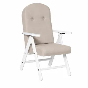 Poltrona Reclinabile con Braccioli Beige in Legno Bianco 4 Posizioni