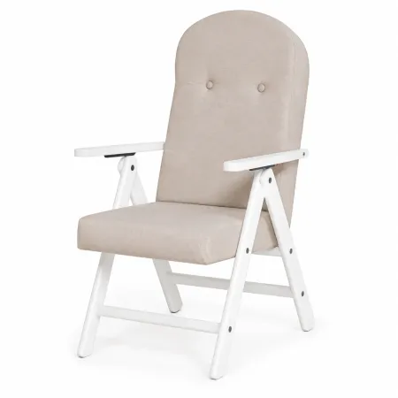 Poltrona Reclinabile con Braccioli Beige in Legno Bianco 4 Posizioni