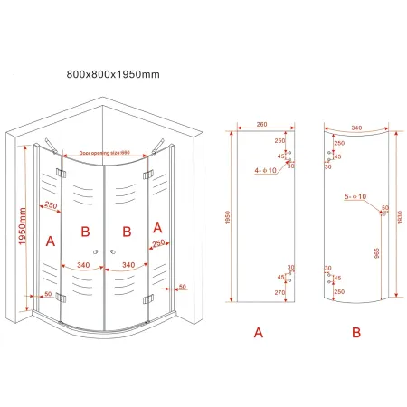 Box Doccia Tondo 80x80 90x90 8 mm 2 ante Battente Semi Circolare Vetro Cristallo