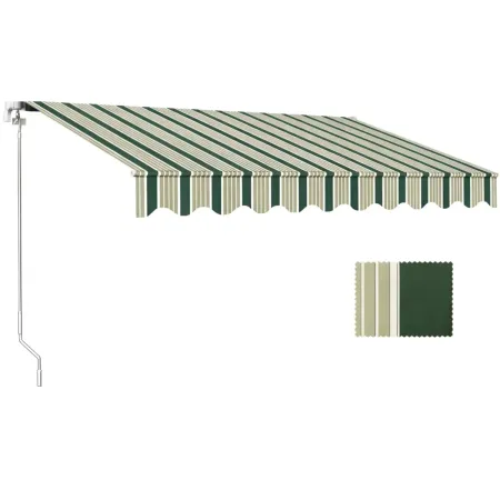 Tenda da Sole Avvolgibile Barra Quadra 250x200 cm Verde Bianco