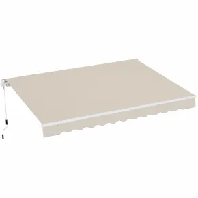 Tenda da Sole Avvolgibile a Barra Quadra 250x200 cm Beige da Esterno