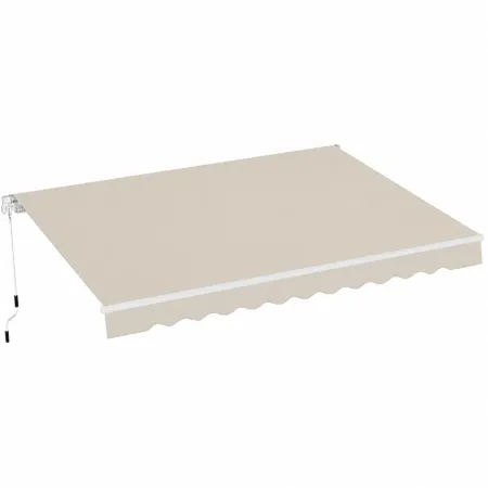Tenda da Sole Avvolgibile a Barra Quadra 250x200 cm Beige da Esterno