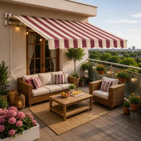 Tenda da Sole Avvolgibile Barra Quadra 400x300 cm Bordeaux Crema
