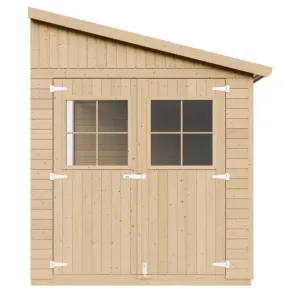 Casetta da Giardino 2x4 m in Legno 17 mm Addossata Aperta con Pavimento 2