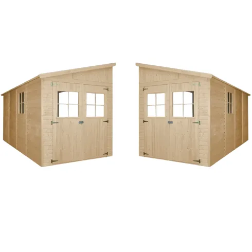 Casetta da Giardino 2x4 m in Legno 17 mm Addossata Aperta con Pavimento