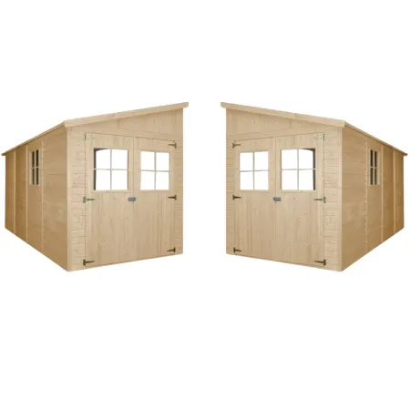 Casetta da Giardino 2x4 m in Legno 17 mm Addossata Aperta con Pavimento