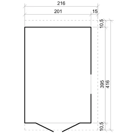 Casetta da Giardino 2x4 m in Legno 17 mm Addossata Aperta con Pavimento