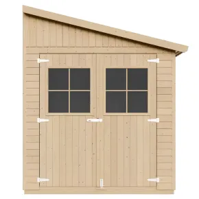 Casetta da Giardino Addossata 2x4 m in Legno 17 mm Porte con Finestre 2