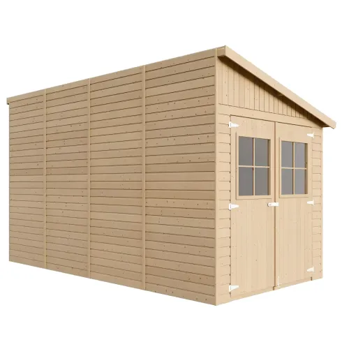 Casetta da Giardino Addossata 2x4 m in Legno 17 mm Porte con Finestre