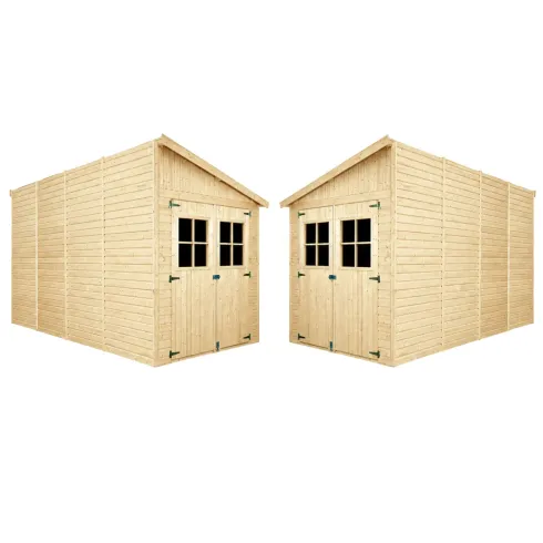 Casetta da Giardino Addossata 2x4 m in Legno 17 mm Porte con Finestre