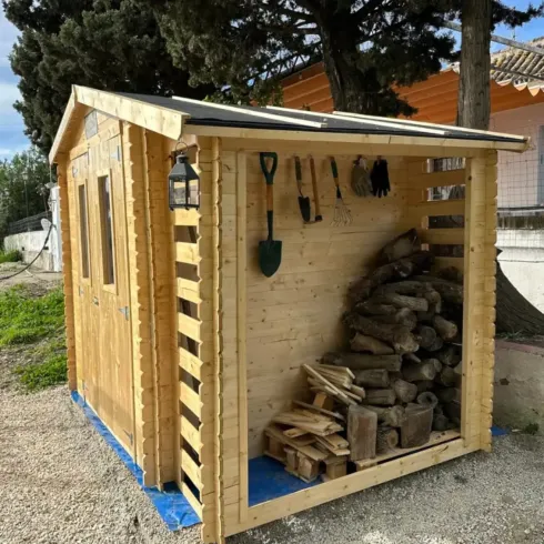 Casetta da Giardino con Legnaia in Legno 19 mm 256x200 cm Pavimento