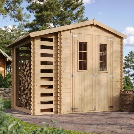Casetta da Giardino con Legnaia in Legno 19 mm 256x200 cm Pavimento