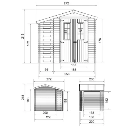 Casetta da Giardino con Legnaia in Legno 19 mm 256x200 cm Pavimento