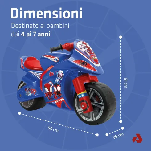 Moto Cavalcabile per Bambini Blu Spidey Marvel Equilibrio Max 50kg
