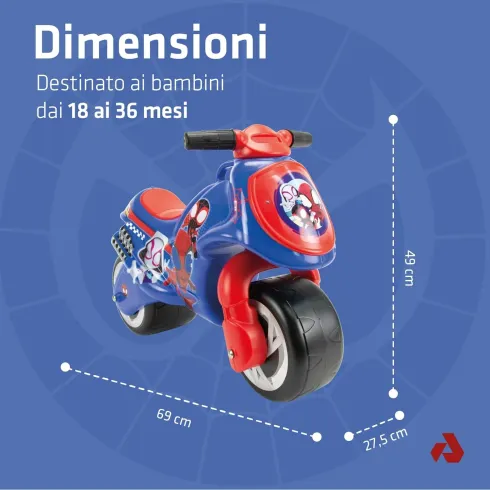 Moto Cavalcabile per Bambini per Equilibrio Blu Spidey Marvel Max 30kg