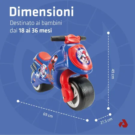 Moto Cavalcabile per Bambini per Equilibrio Blu Spidey Marvel Max 30kg