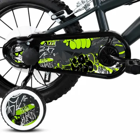 Bicicletta BMX per Bambini 14" Verde con Rotelle Removibili Borraccia