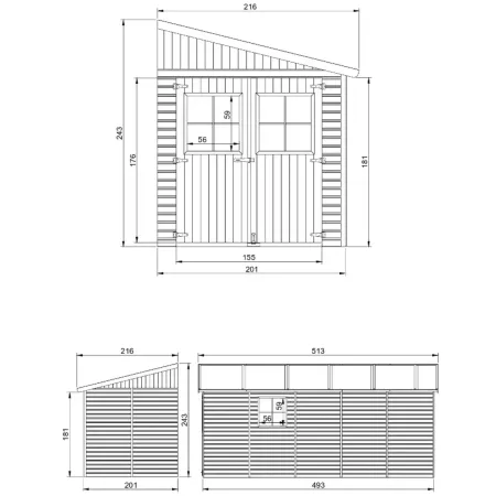 Casetta in Legno 17 mm da Giardino 2x5 Rimessa Attrezzi Addossata 10 m2