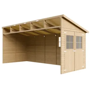 Casetta in Legno 17 mm da Giardino 2x5 m con Pavimento Addossata 10 m2