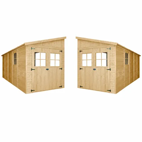 Casetta in Legno 17 mm da Giardino 2x5 m con Pavimento Addossata 10 m2