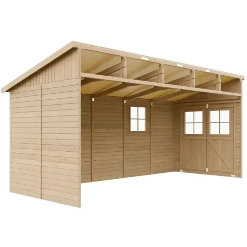 Casetta in Legno 17 mm da Giardino 2x5 m con Pavimento Addossata 10 m2