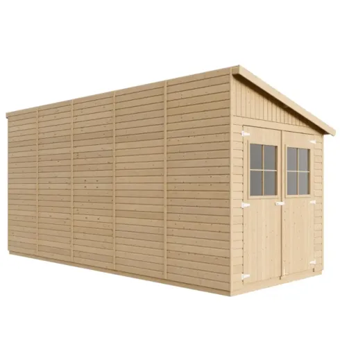 Casetta Addossata da Giardino in Legno Chiusa 2x5 m Finestre 10 m2
