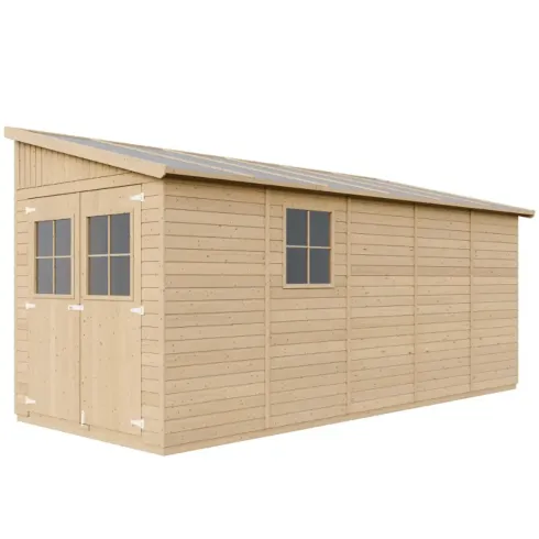 Casetta Addossata da Giardino in Legno Chiusa 2x5 m Finestre 10 m2