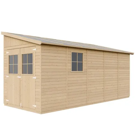 Casetta Addossata da Giardino in Legno Chiusa 2x5 m Finestre 10 m2