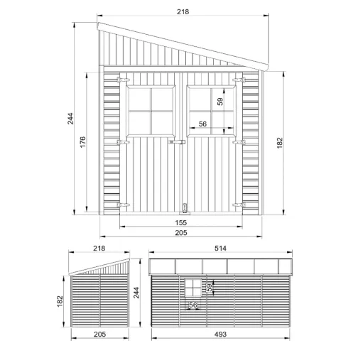 Casetta Addossata da Giardino in Legno Chiusa 2x5 m Finestre 10 m2