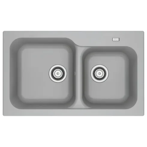 Lavello Cucina 2 Vasche da Incasso in Tectonite Grigio 83x50 cm