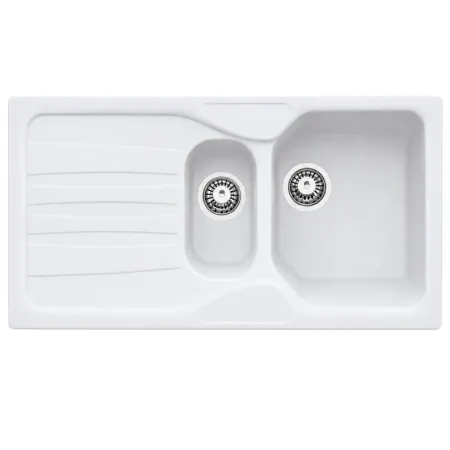 Lavello Cucina 2 Vasche con Gocciolatoio Reversibile Fragranite Bianco