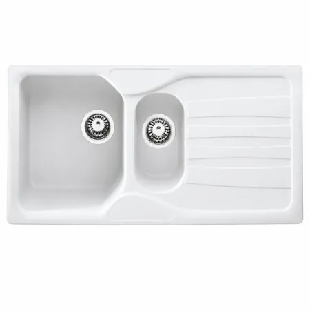 Lavello Cucina 2 Vasche con Gocciolatoio Reversibile Fragranite Bianco