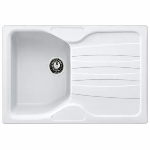 Lavello Cucina 1 Vasca con Gocciolatoio Reversibile Fragranite Bianco
