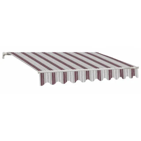 Tenda da Sole 4x3 m Rigata Bordeaux a Barra Quadra con Bracci a Catena