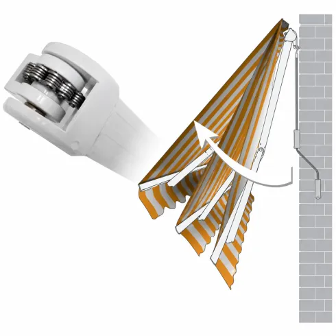 Tenda da Sole 4x3 m Rigata Bordeaux a Barra Quadra con Bracci a Catena