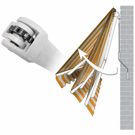 Tenda da Sole 4x3 m Rigata Bordeaux a Barra Quadra con Bracci a Catena
