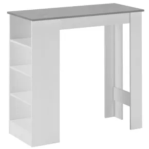 Tavolo Consolle Alto Isola Cucina con 3 Ripiani Bianco Cemento 112 cm