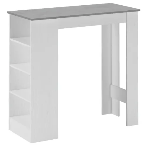 Tavolo Consolle Alto Isola Cucina con 3 Ripiani Bianco Cemento 112 cm
