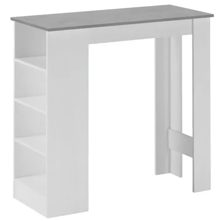 Tavolo Consolle Alto Isola Cucina con 3 Ripiani Bianco Cemento 112 cm