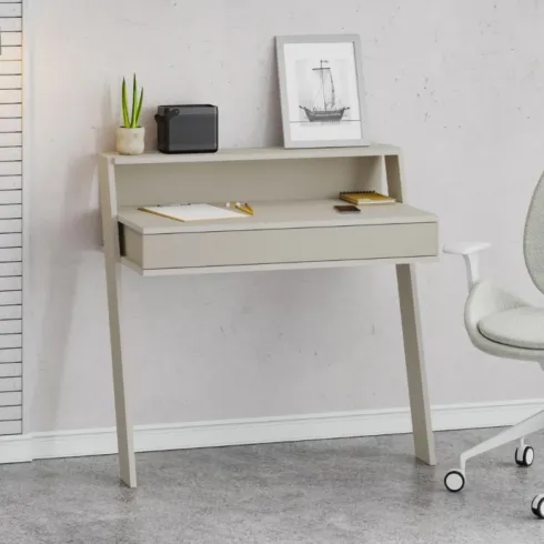 Scrivania da Parete con Cassetto Beige Cashmere Salvaspazio per Studio