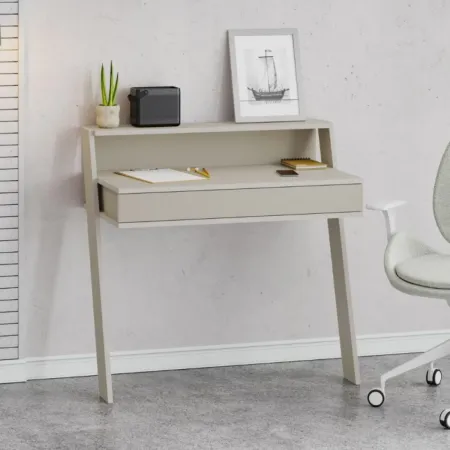 Scrivania da Parete con Cassetto Beige Cashmere Salvaspazio per Studio