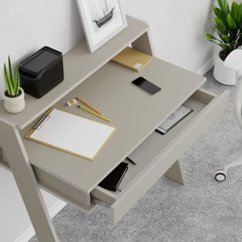 Scrivania da Parete con Cassetto Beige Cashmere Salvaspazio per Studio