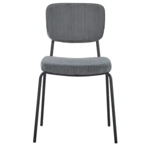 Set 4 Sedie da Pranzo Imbottite in Tessuto Grigio Scuro Struttura Nera 2