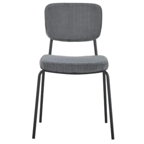 Set 4 Sedie da Pranzo Imbottite in Tessuto Grigio Scuro Struttura Nera