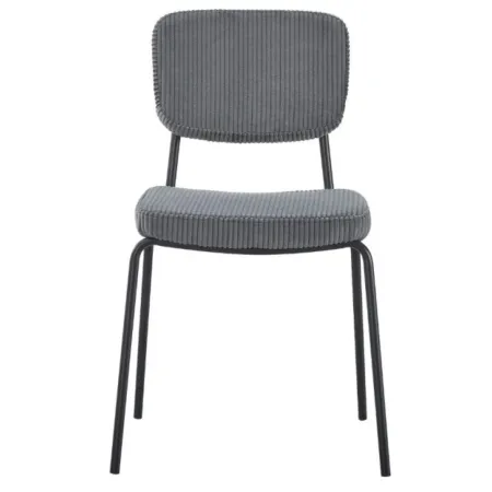 Set 4 Sedie da Pranzo Imbottite in Tessuto Grigio Scuro Struttura Nera