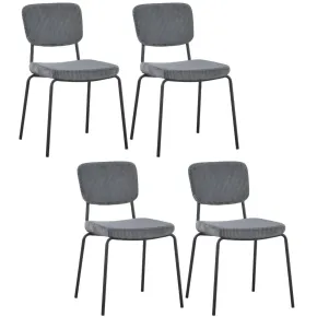 Set 4 Sedie da Pranzo Imbottite in Tessuto Grigio Scuro Struttura Nera