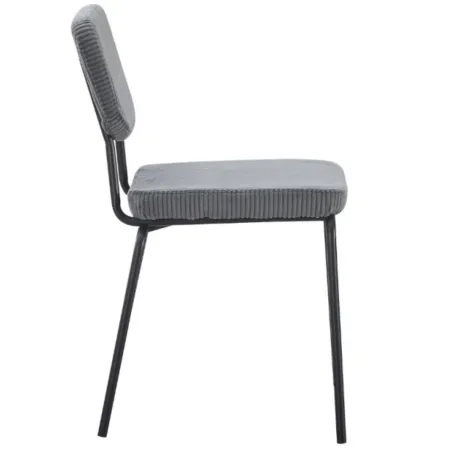 Set 4 Sedie da Pranzo Imbottite in Tessuto Grigio Scuro Struttura Nera