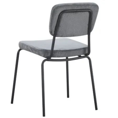 Set 4 Sedie da Pranzo Imbottite in Tessuto Grigio Scuro Struttura Nera